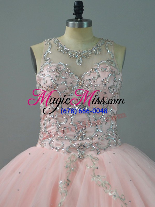 wholesale ball gowns sleeveless peach quince ball gowns lace up