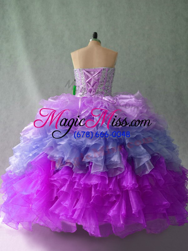 wholesale adorable multi-color sleeveless floor length beading and ruffles lace up 15 quinceanera dress