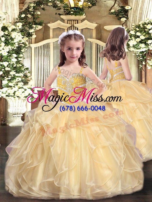 wholesale organza sleeveless floor length sweet 16 dress and beading and ruffles