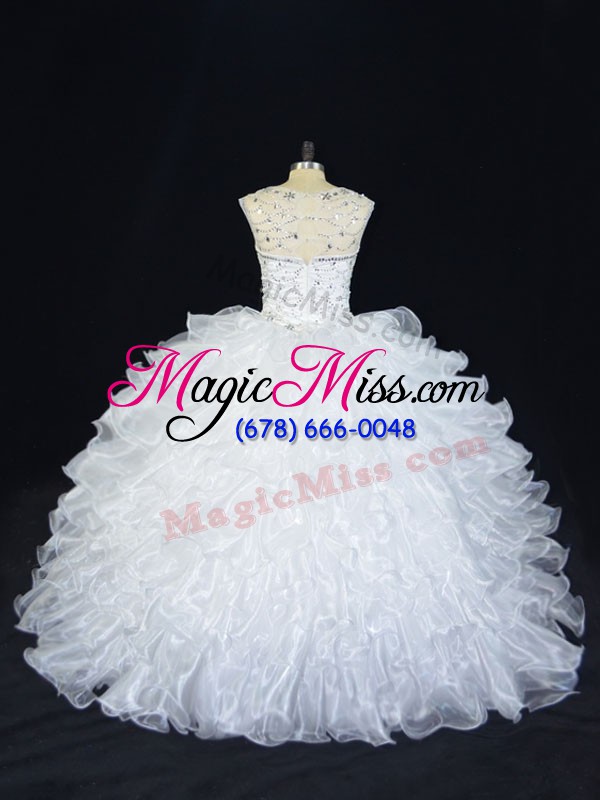 wholesale floor length ball gowns sleeveless white quinceanera dress lace up