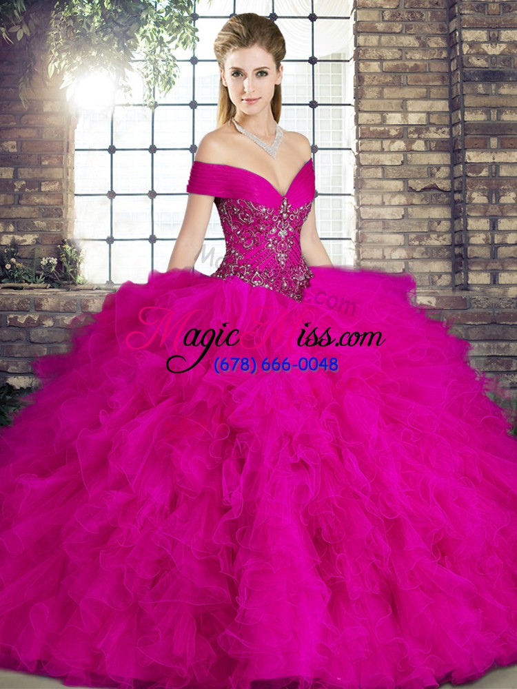 wholesale sleeveless beading and ruffles lace up quinceanera gowns