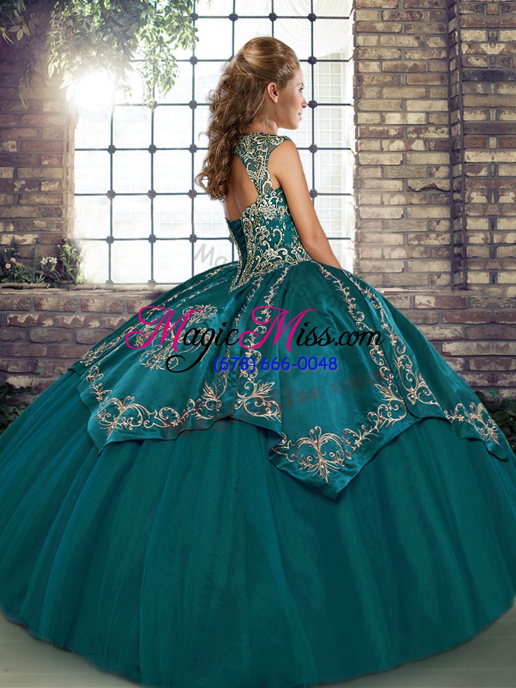 wholesale floor length green 15th birthday dress straps sleeveless lace up