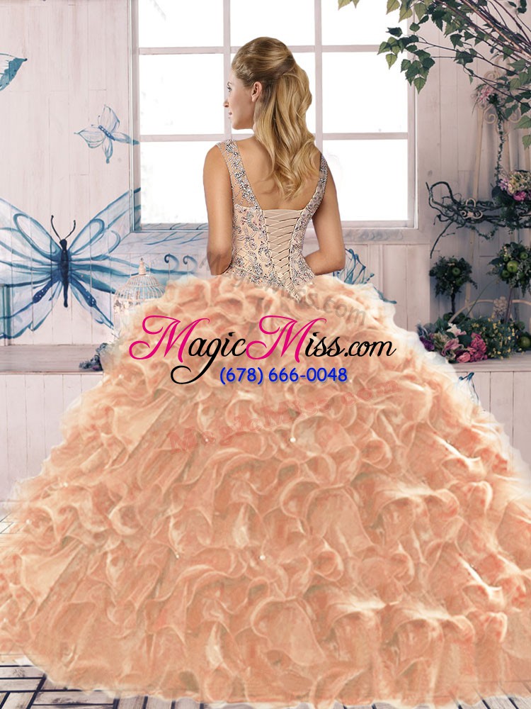 wholesale ideal dark green lace up 15 quinceanera dress beading and ruffles sleeveless floor length