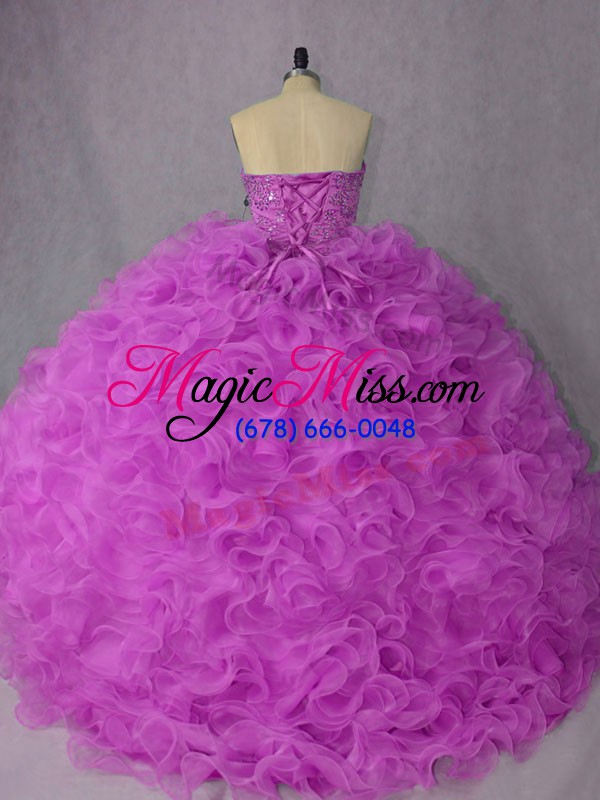 wholesale stylish floor length lilac quinceanera gown organza sleeveless beading