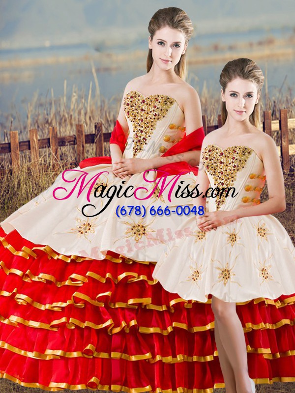 wholesale artistic sweetheart sleeveless organza sweet 16 dress beading and ruffled layers lace up