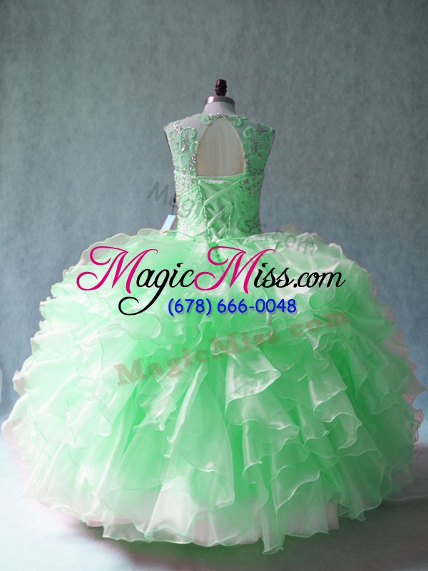 wholesale floor length sweet 16 quinceanera dress organza sleeveless beading and ruffles