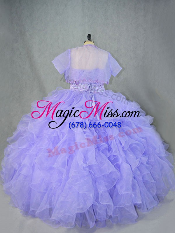 wholesale lavender organza lace up sweetheart sleeveless floor length sweet 16 quinceanera dress beading and ruffles