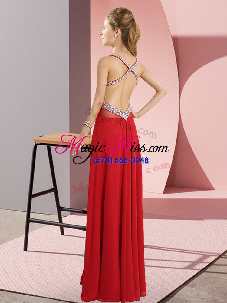 wholesale chiffon sleeveless floor length prom evening gown and beading