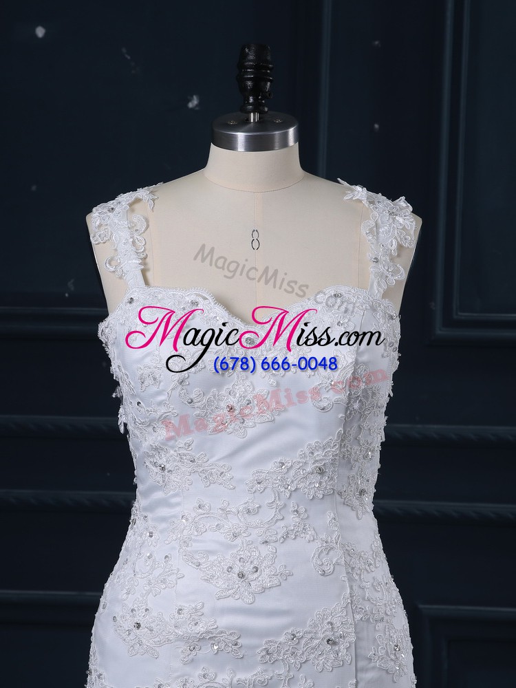 wholesale gorgeous sleeveless brush train lace side zipper wedding dresses