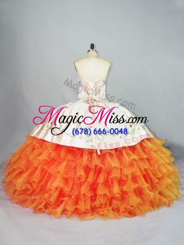 wholesale sweetheart sleeveless organza vestidos de quinceanera embroidery and ruffles lace up