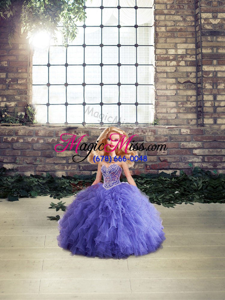 wholesale tulle sweetheart sleeveless lace up beading and ruffles sweet 16 dresses in lavender