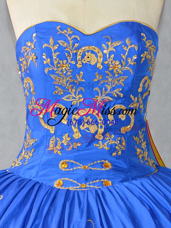 wholesale amazing floor length ball gowns sleeveless blue quinceanera dress lace up