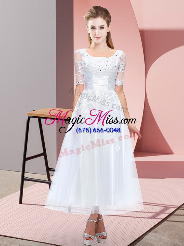 wholesale glorious tulle short sleeves tea length quinceanera court dresses and beading and lace