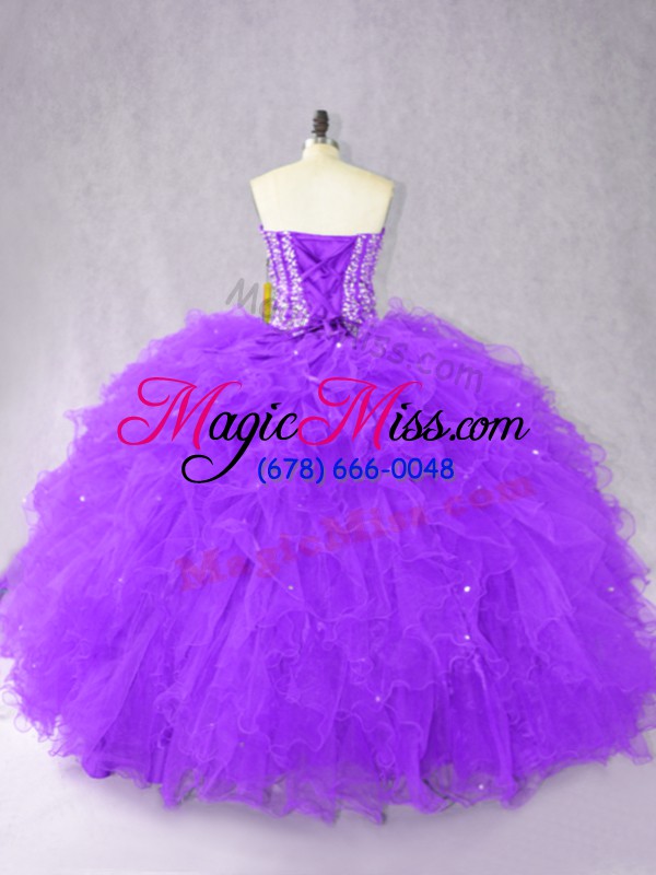 wholesale hot selling floor length ball gowns sleeveless purple quinceanera gown lace up