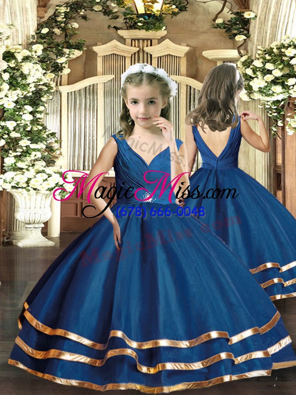 wholesale super v-neck sleeveless backless 15 quinceanera dress navy blue tulle