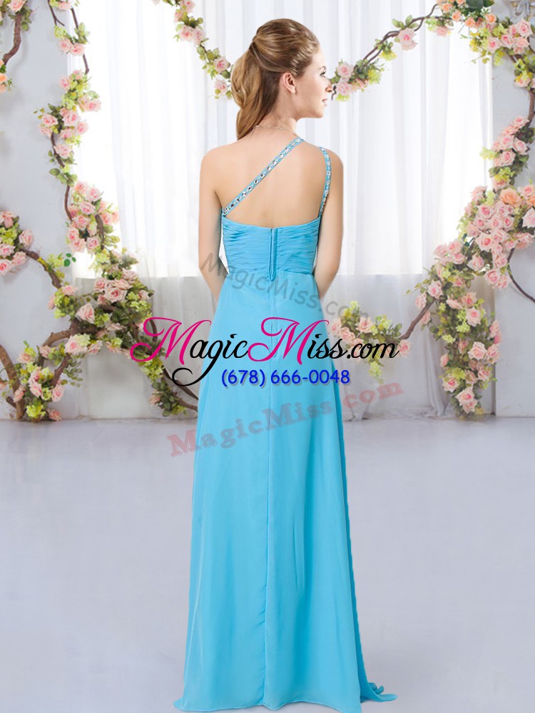 wholesale beauteous empire beading bridesmaid gown zipper chiffon sleeveless floor length