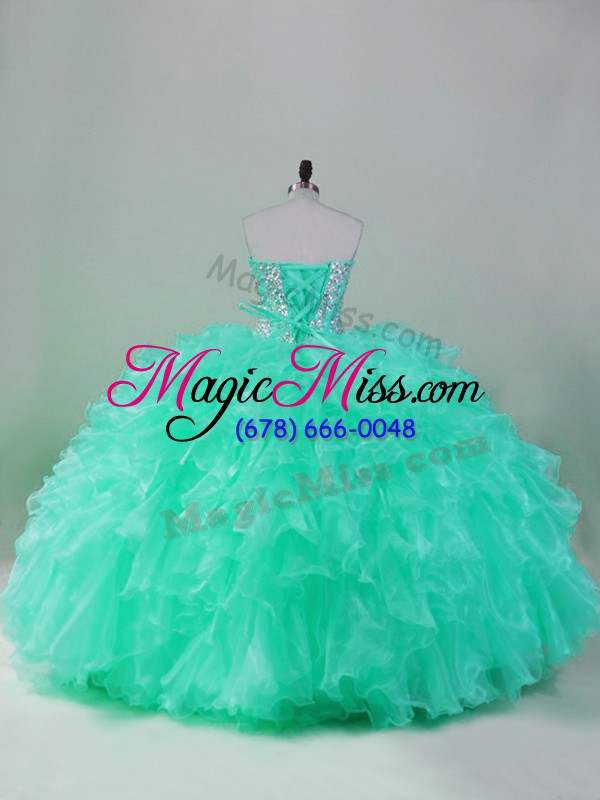 wholesale floor length ball gowns sleeveless turquoise quinceanera gown lace up