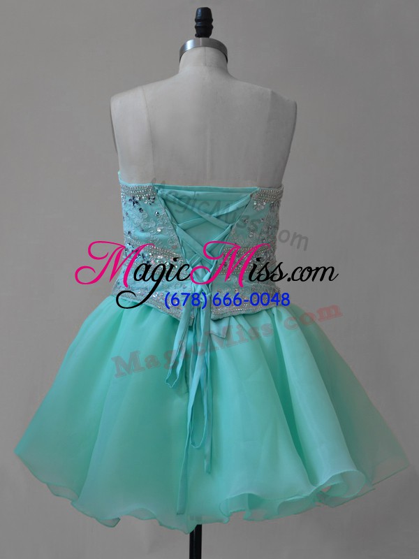 wholesale mini length aqua blue homecoming dress sweetheart sleeveless lace up