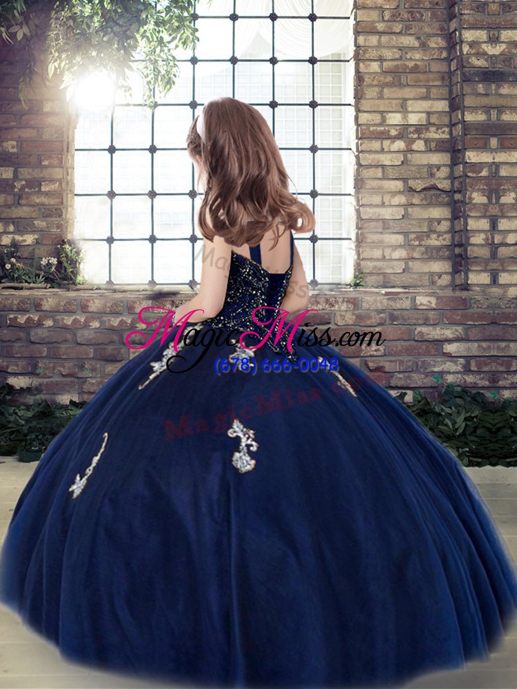 wholesale floor length eggplant purple girls pageant dresses straps sleeveless lace up