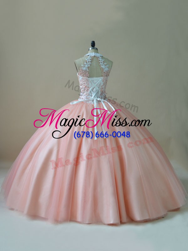 wholesale tulle sleeveless floor length quinceanera gown and beading and lace