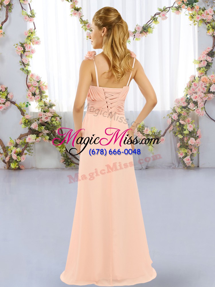 wholesale noble straps sleeveless chiffon bridesmaid dresses hand made flower lace up