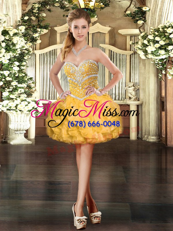 wholesale sweetheart sleeveless lace up quinceanera dresses gold organza