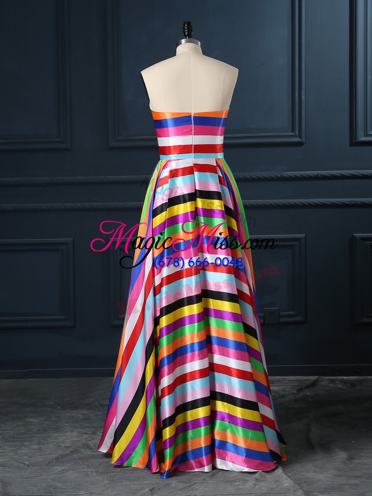 wholesale empire prom dresses multi-color strapless printed sleeveless floor length zipper