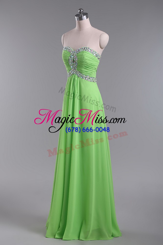 wholesale zipper sweetheart beading and ruching evening dress chiffon sleeveless