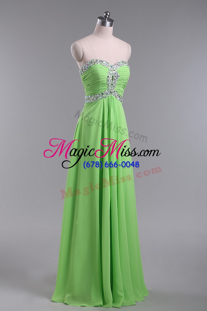 wholesale zipper sweetheart beading and ruching evening dress chiffon sleeveless