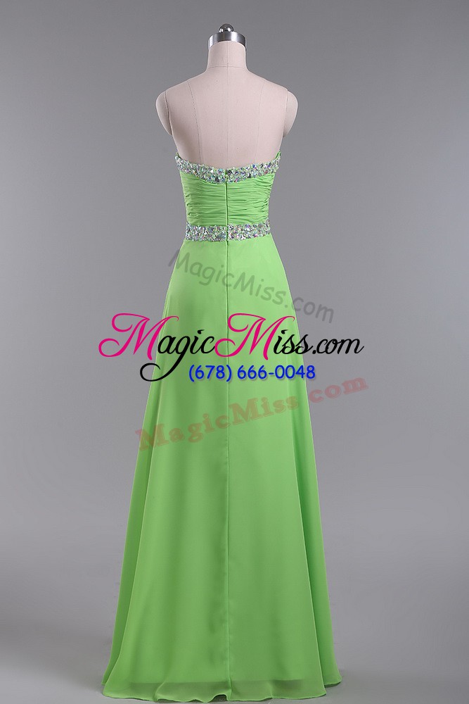 wholesale zipper sweetheart beading and ruching evening dress chiffon sleeveless