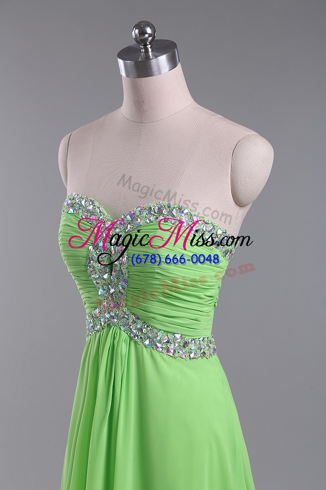 wholesale zipper sweetheart beading and ruching evening dress chiffon sleeveless