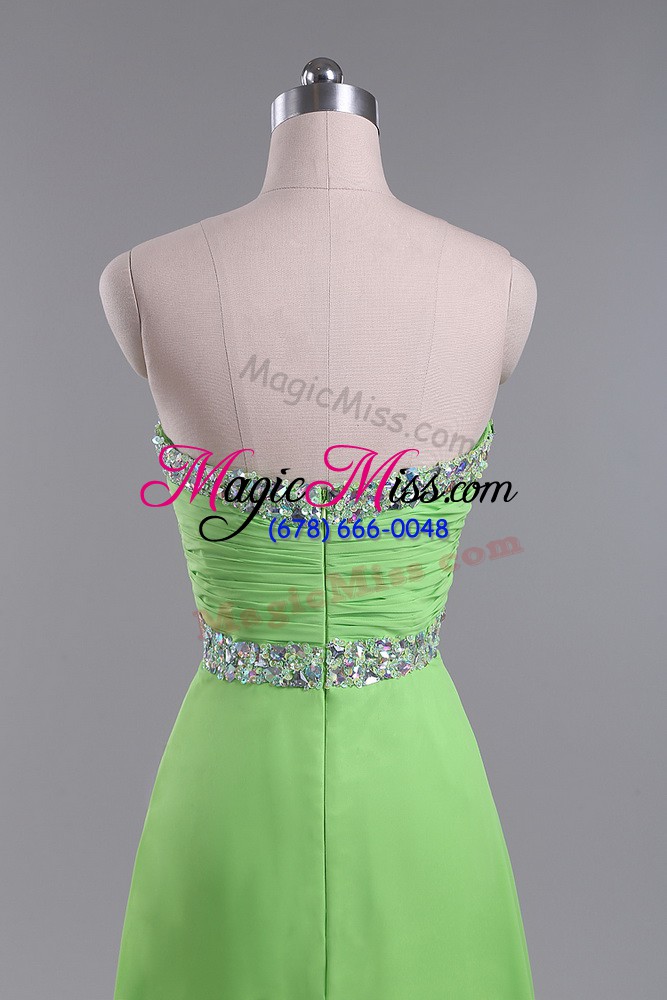 wholesale zipper sweetheart beading and ruching evening dress chiffon sleeveless