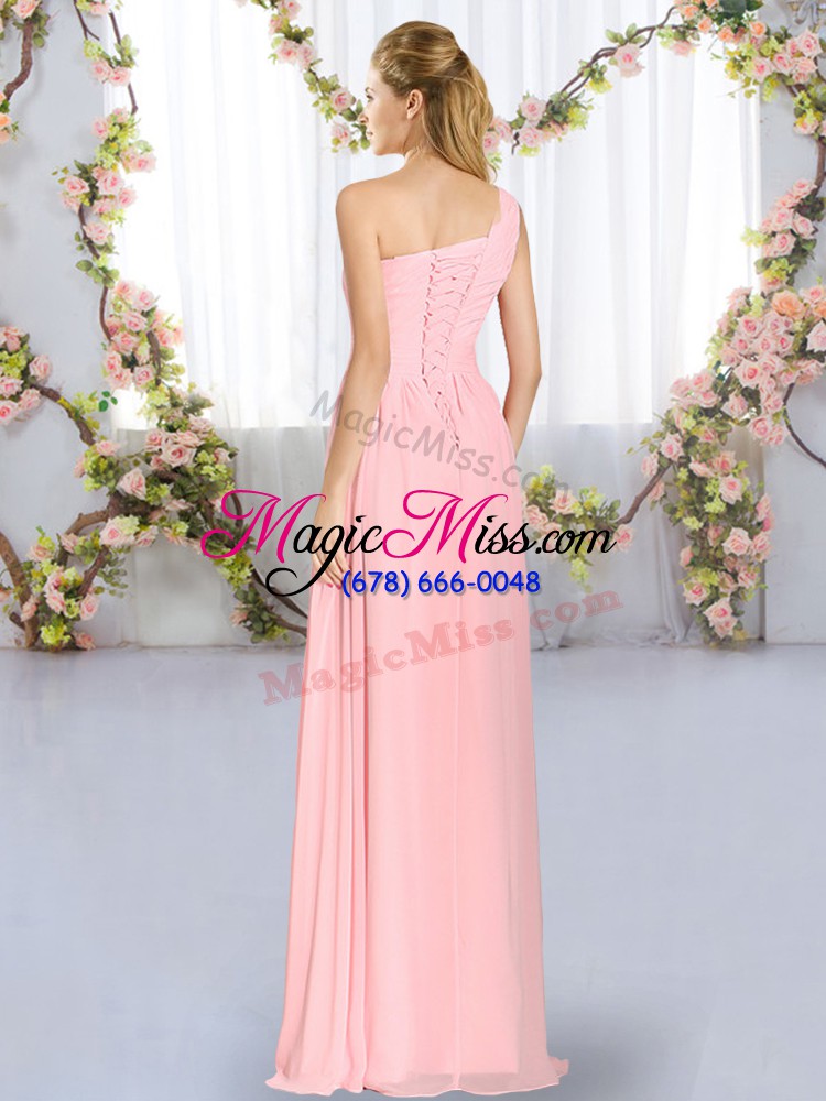 wholesale exceptional floor length lavender wedding party dress chiffon sleeveless ruching