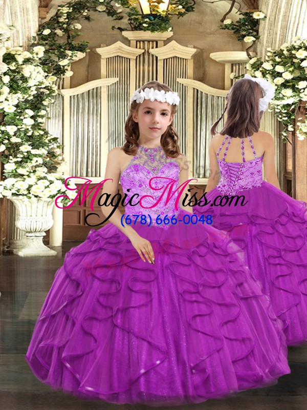 wholesale charming sleeveless lace up floor length beading and ruffles quince ball gowns