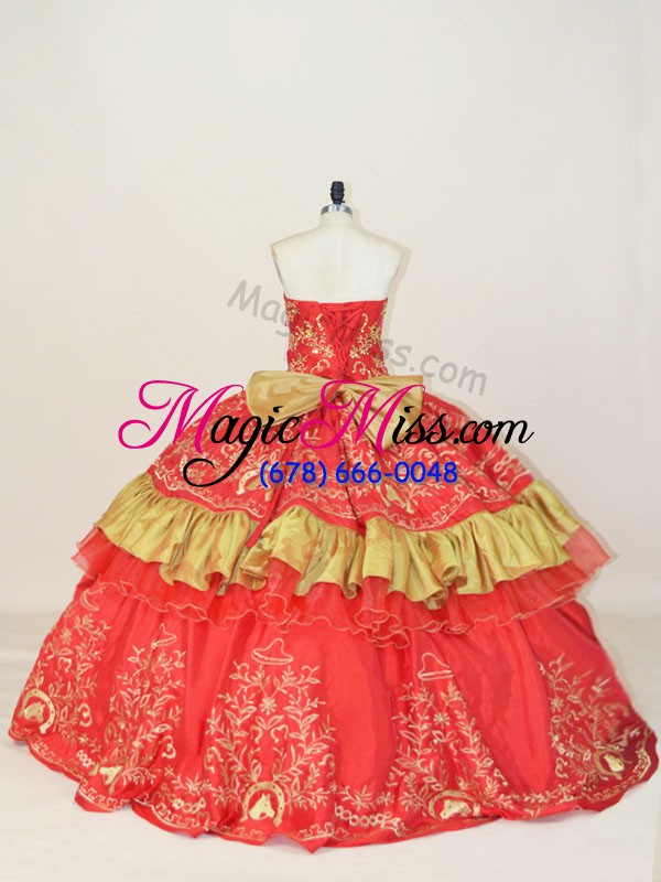 wholesale sweetheart sleeveless lace up quinceanera gown red satin