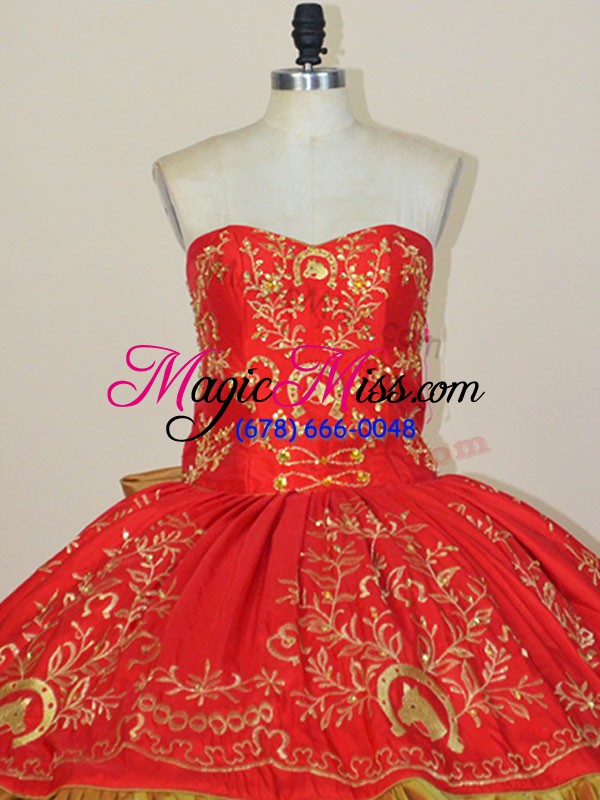 wholesale sweetheart sleeveless lace up quinceanera gown red satin