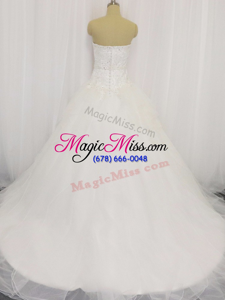 wholesale traditional white sleeveless beading and lace clasp handle wedding dresses