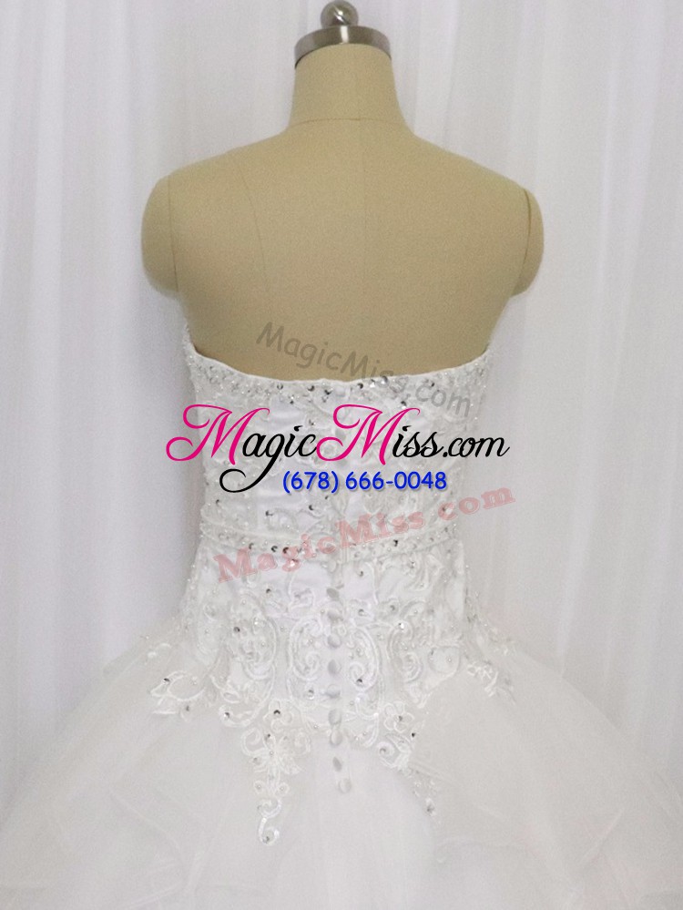 wholesale traditional white sleeveless beading and lace clasp handle wedding dresses