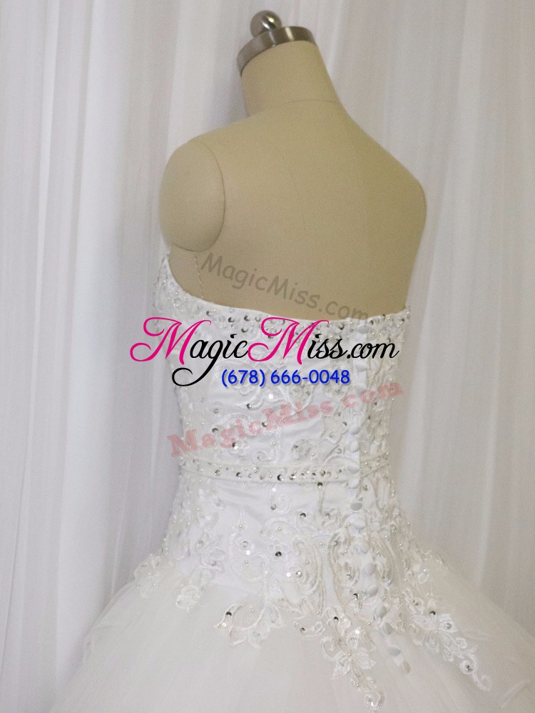 wholesale traditional white sleeveless beading and lace clasp handle wedding dresses