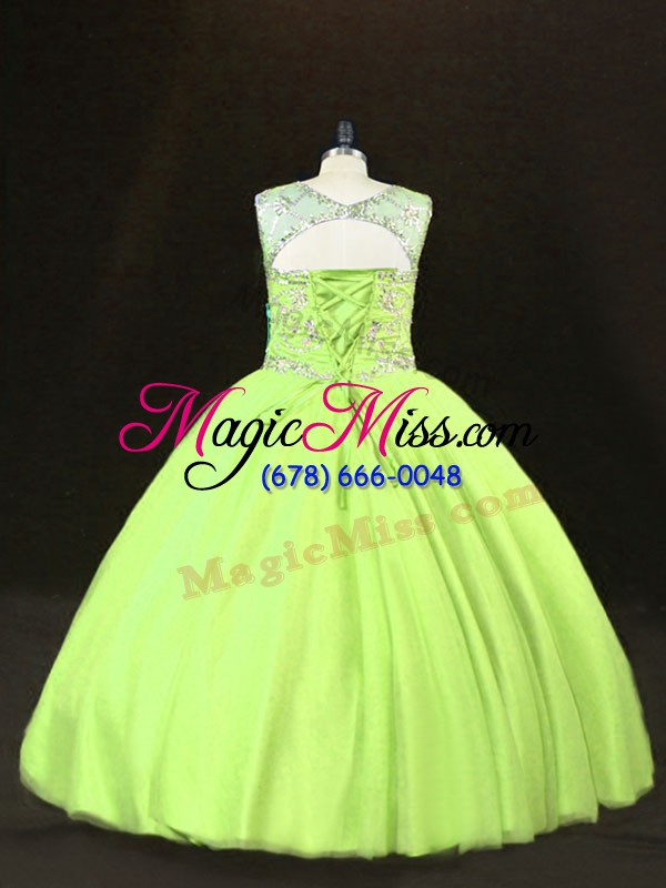 wholesale floor length ball gowns sleeveless yellow green quinceanera dress lace up