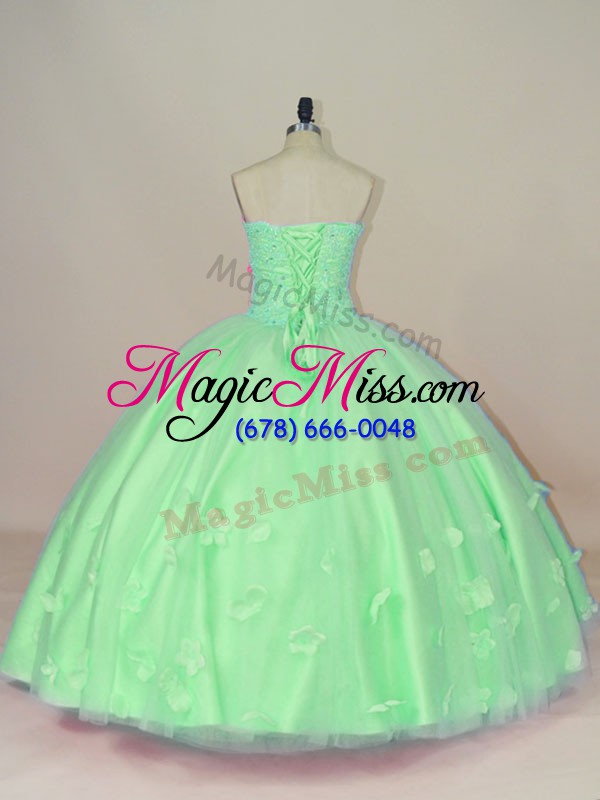 wholesale fantastic green lace up 15th birthday dress hand made flower sleeveless floor length