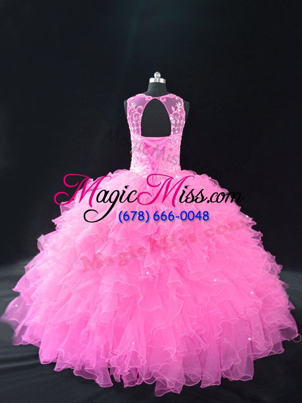 wholesale custom design sleeveless beading and ruffles lace up 15th birthday dress