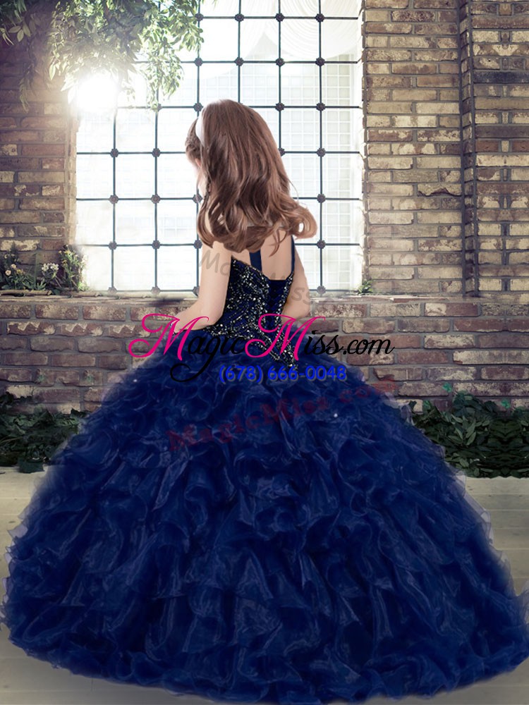 wholesale sleeveless beading and ruffles lace up girls pageant dresses