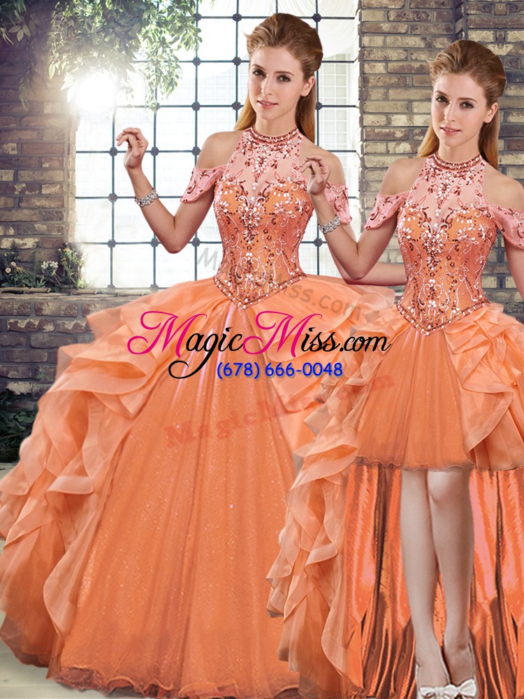 wholesale sumptuous sleeveless lace up floor length beading and ruffles sweet 16 quinceanera dress