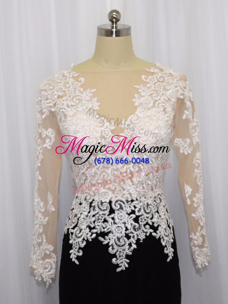 wholesale sweet mini length column/sheath long sleeves white and black evening dress zipper