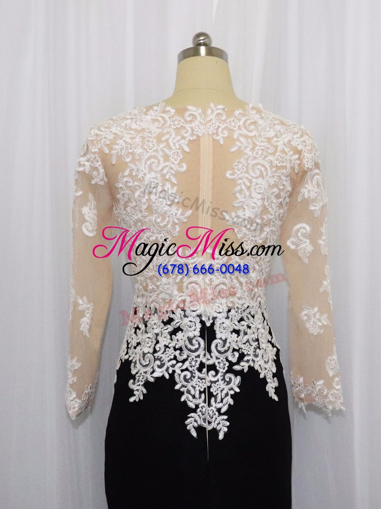 wholesale sweet mini length column/sheath long sleeves white and black evening dress zipper