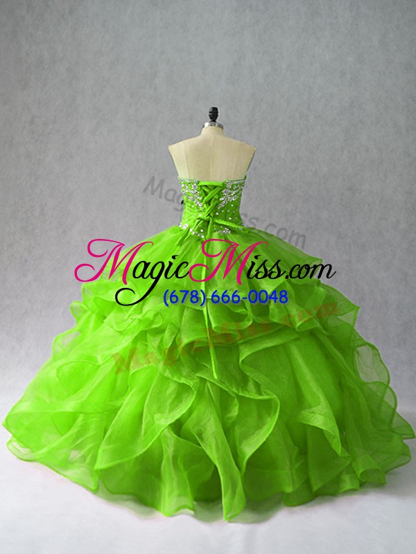 wholesale ball gowns organza sweetheart sleeveless beading and ruffles floor length lace up vestidos de quinceanera