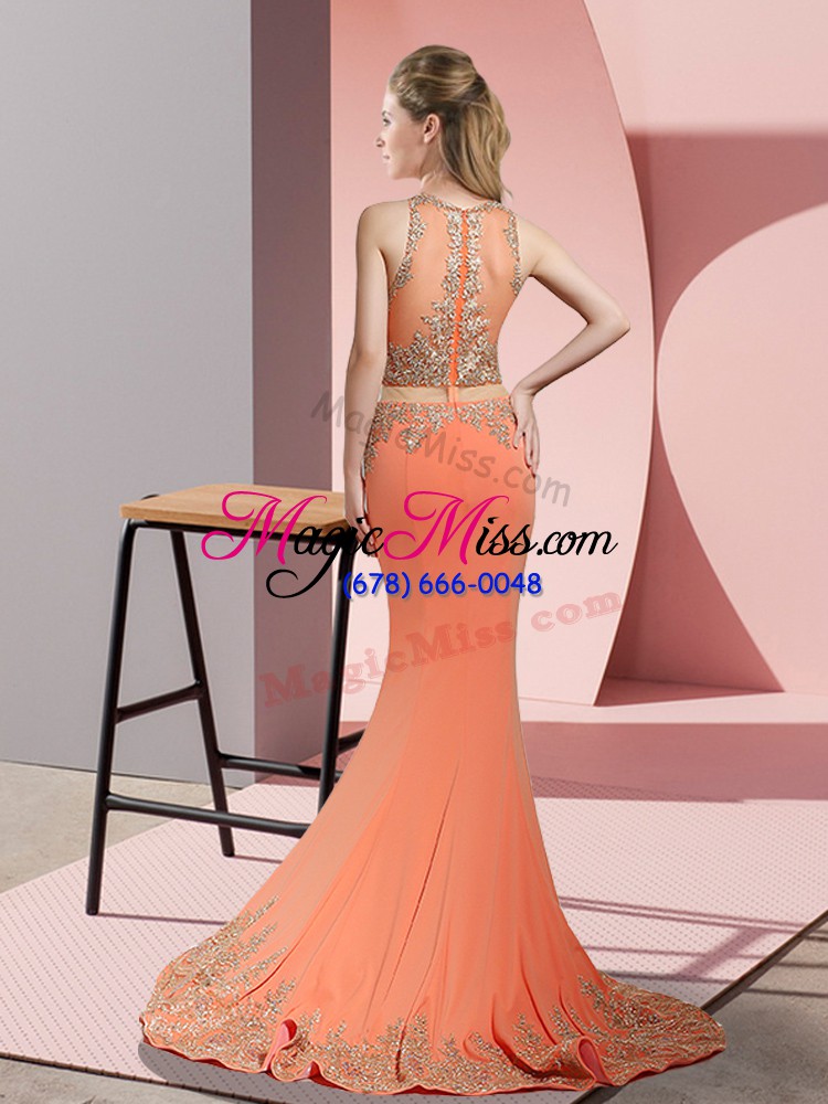 wholesale ideal lavender sleeveless sweep train beading and appliques homecoming dress