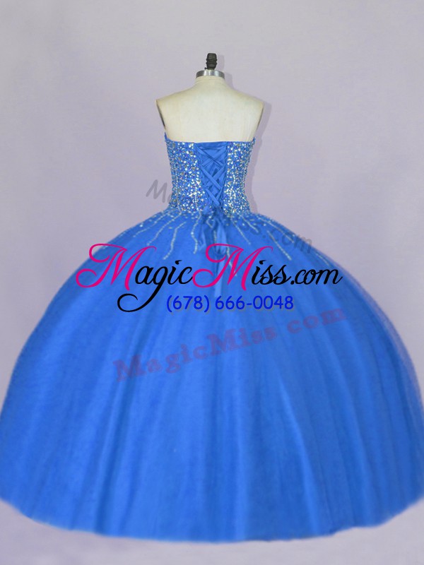 wholesale sweetheart sleeveless lace up sweet 16 dresses blue tulle