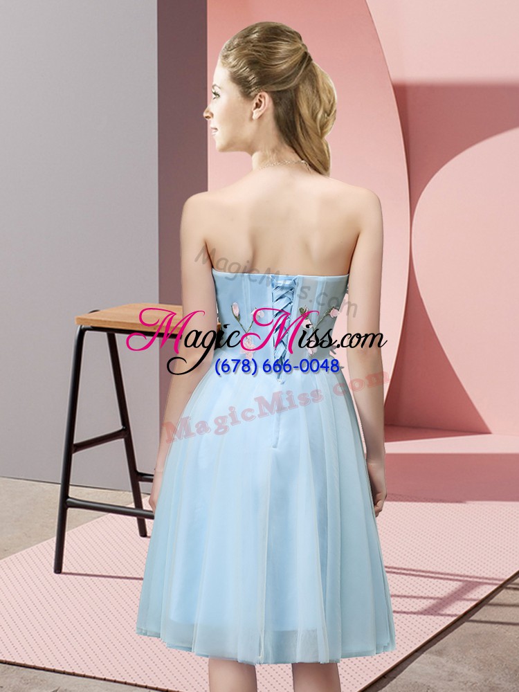 wholesale sleeveless lace up knee length appliques quinceanera dama dress